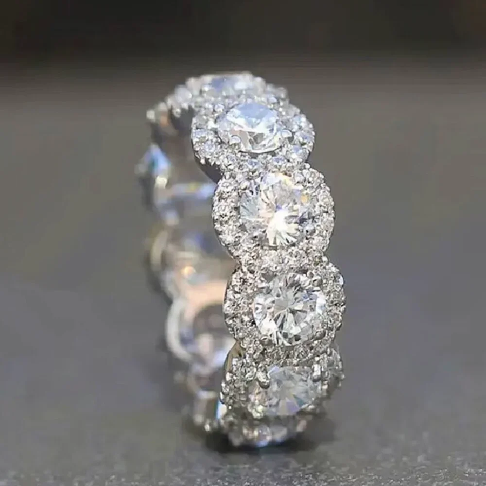 18k White Gold Diamond Eternity Ring Round Cut Diamond Ring Band